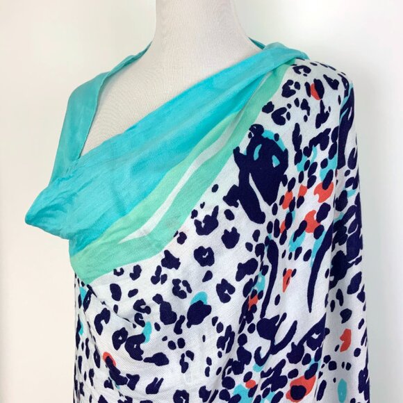 New Lilly Pulitzer Lillian Scarf Bright Navy Leopard Get Spotted Wrap Cover Up - Picture 12 of 16